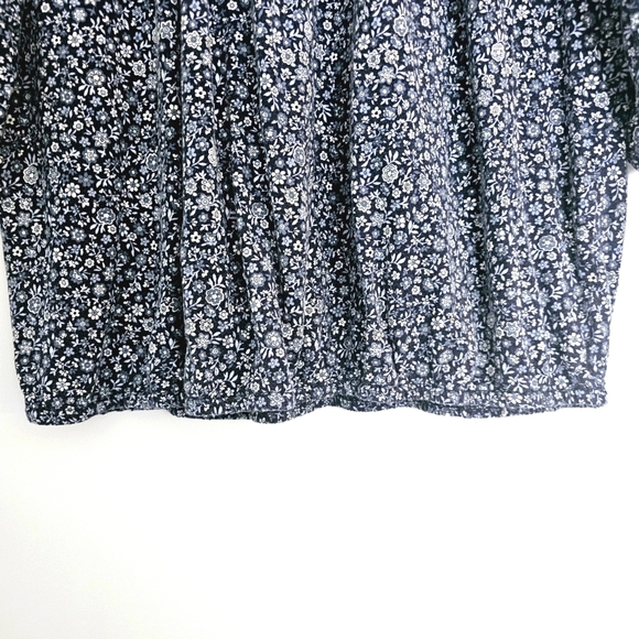 Michael Michael Kors Women's 1X Blue Floral  Scoop Neck Peasant Blouse - Picture 8 of 9